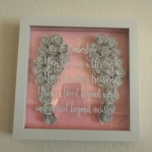 Angel wings rolled flower shadow box